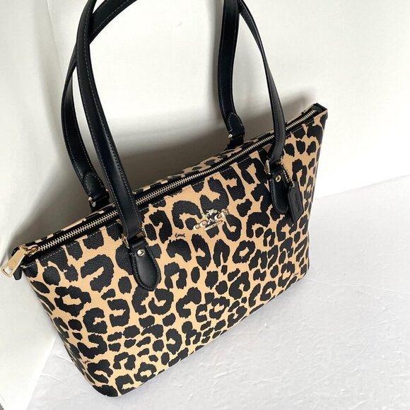 Coach Gallery Leopard Tote Bag CY347 Coated Canvas Shoulder Bag Medium ORIGPKG - Picture 4 of 13